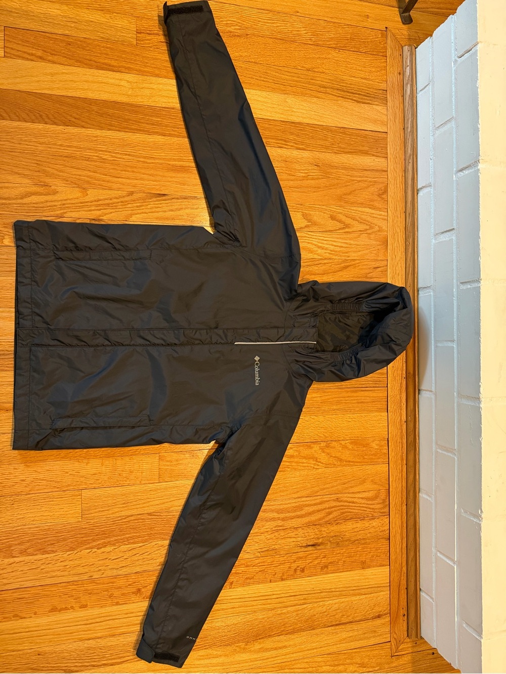 Kids' Black Hooded Raincoat - Columbia Size medium 10/12